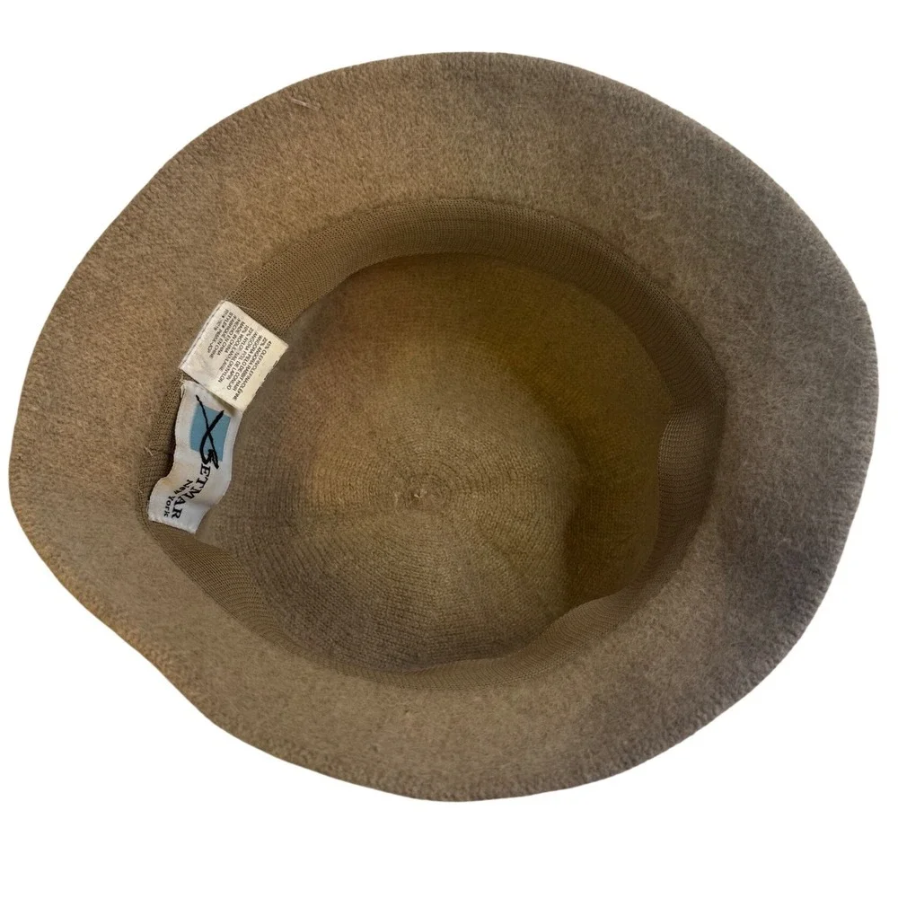 Betmar New York Angora Blend Taupe Cloche Bucket Hat Women's One Size